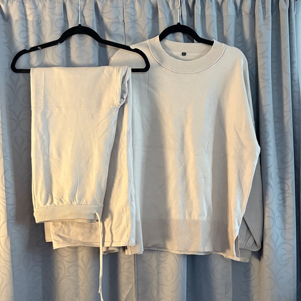 Cream Sweater and Pants Set